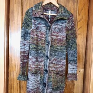 Kensie Sweater Coat Long Striped